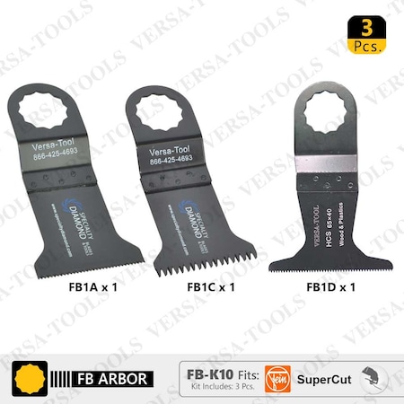 Versa Tool 3 PC 45mm Wood / Plastic, Japan Cut Tooth, 65mm HCS Multi-Tool Saw Blades Set FB-K10